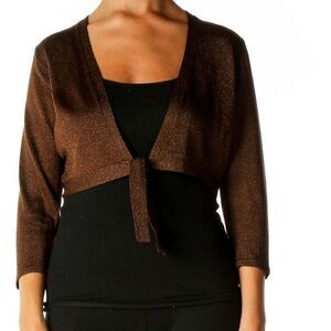 Loft Brown Shimmery Cropped Cardigan Size Large